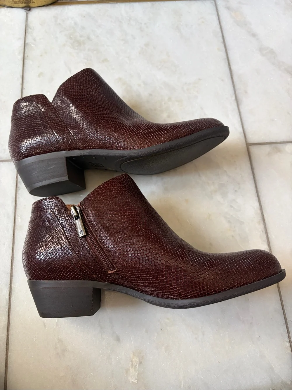 Women’s Burgundy Faux-Snakeskin Lucky Brand Booties